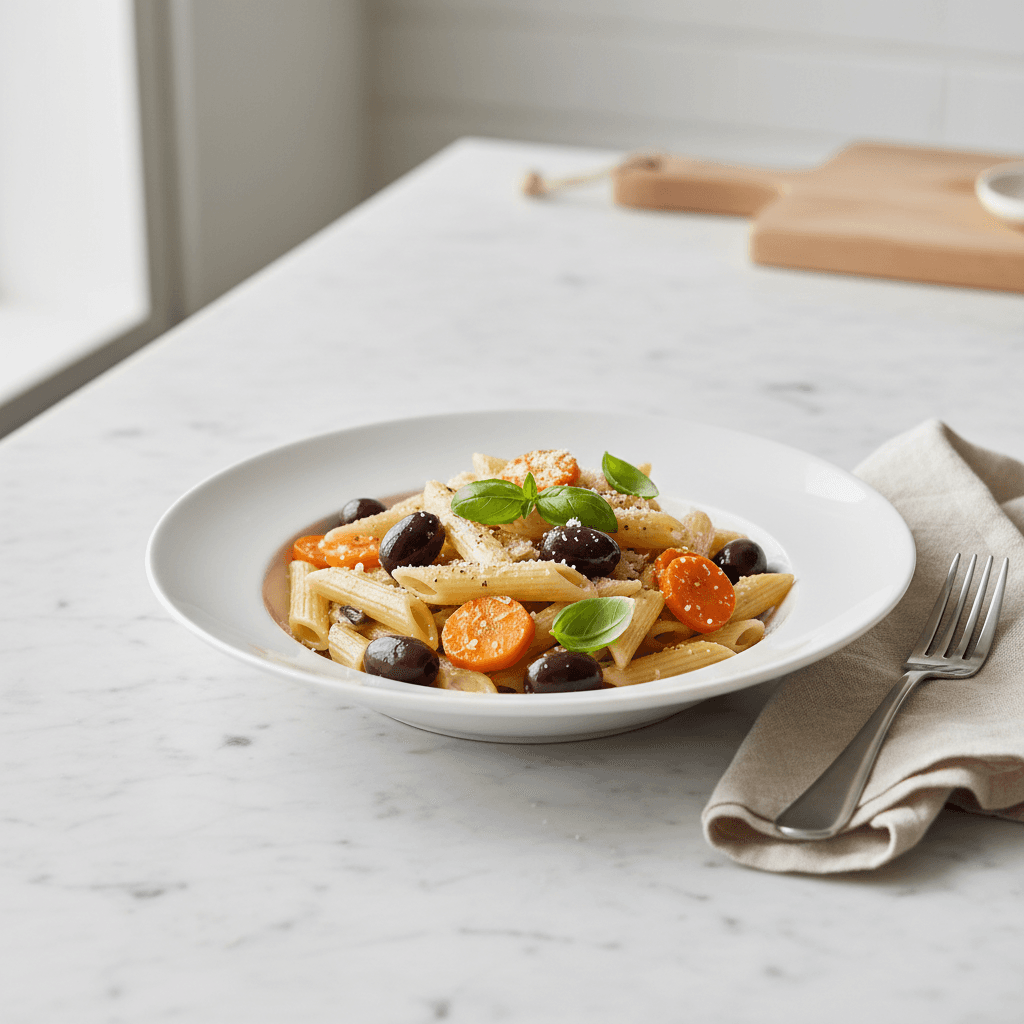 Pennes aux Olives et Carottes