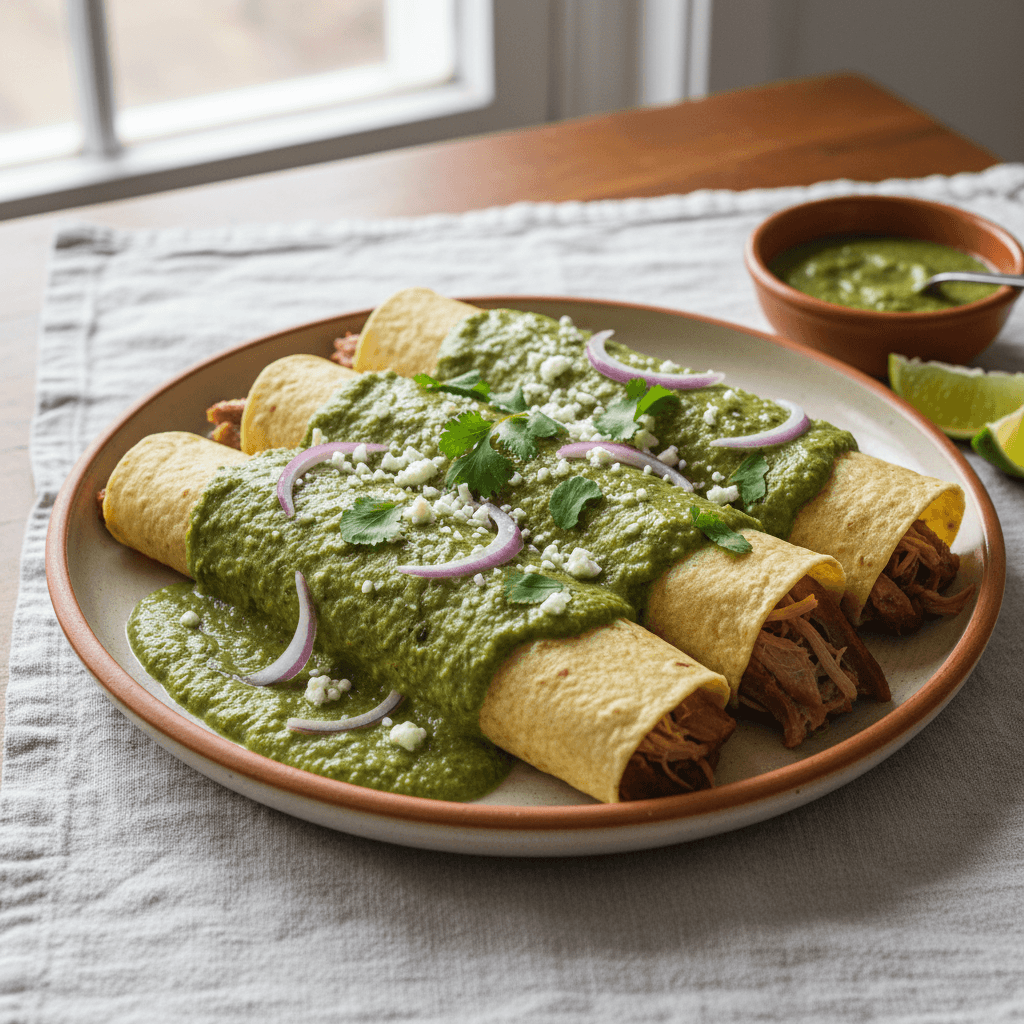 Enchiladas Vertes au Canard Confit