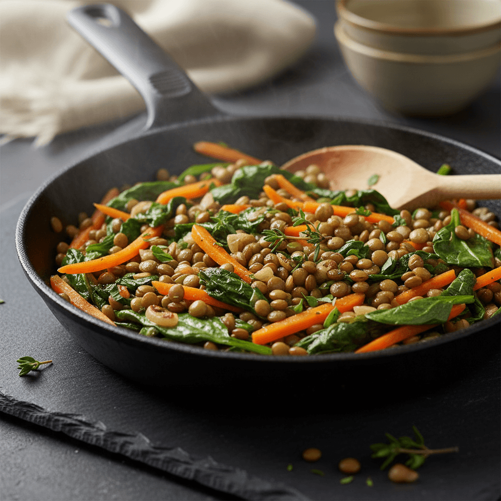 Poêlée d'Épinards et Lentilles aux Carottes