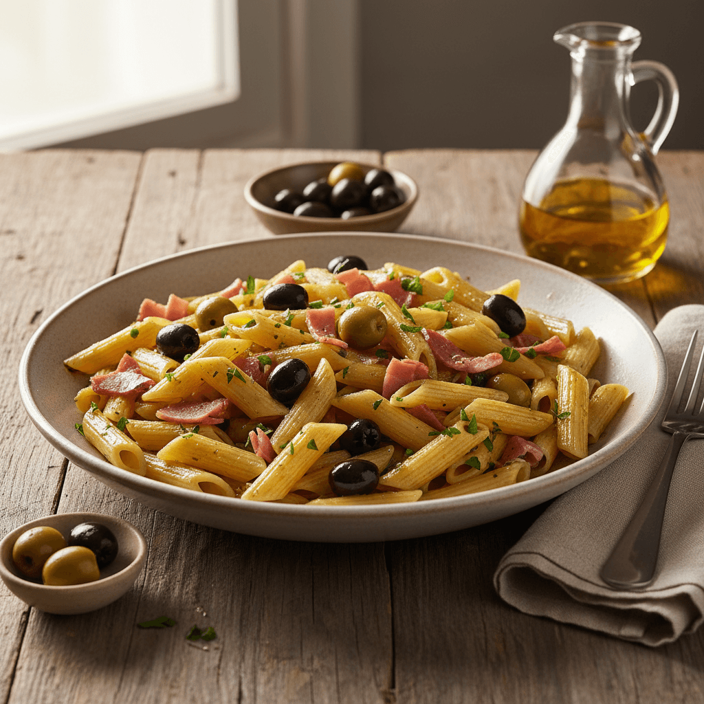 Pasta with Olives and Ham