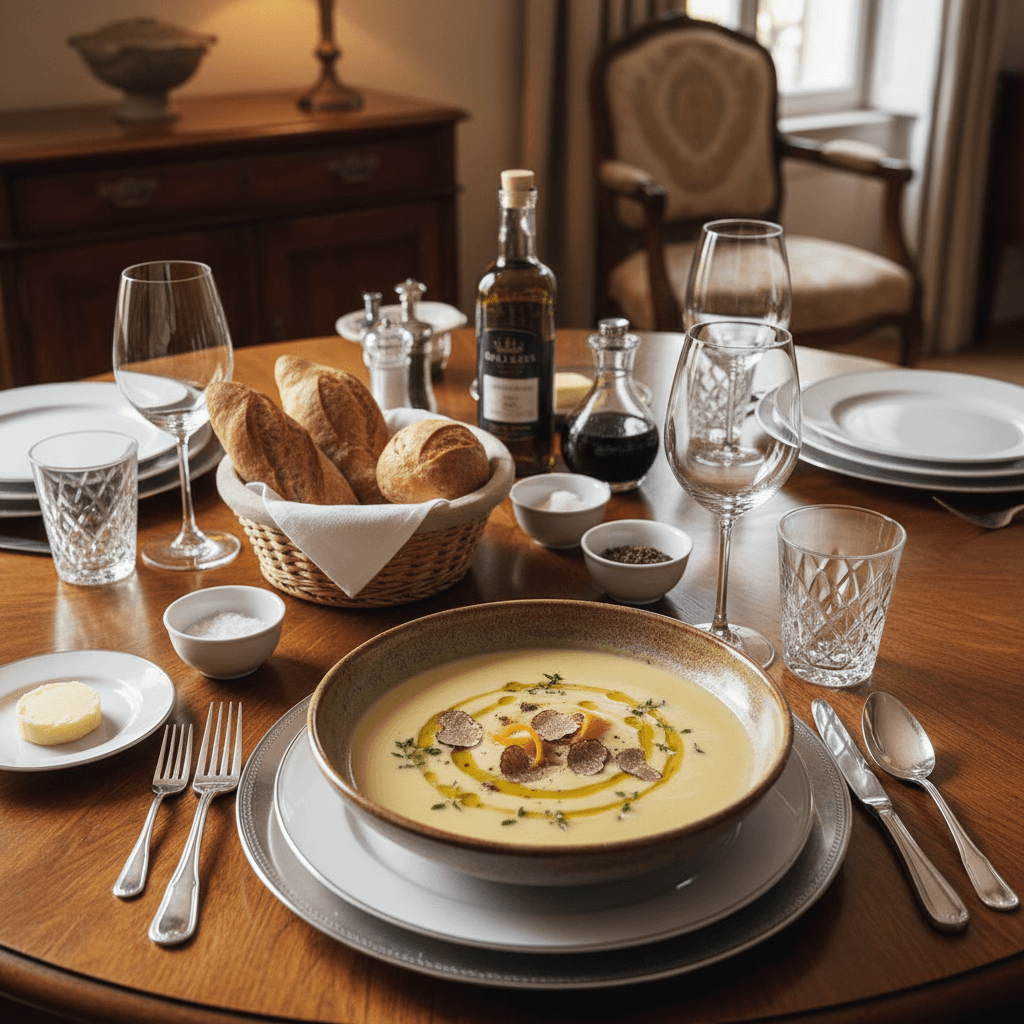 Velouté de Chou-fleur à l'Orange et Thym - Crème de Truffe