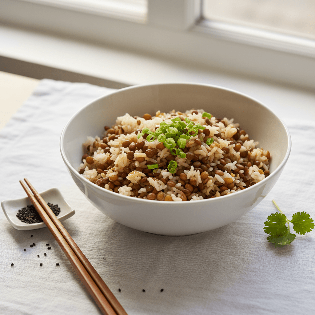 Riz aux lentilles nature (style asiatique minimaliste)