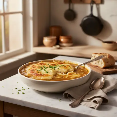 Soupe gratinée à l'oignon et comté