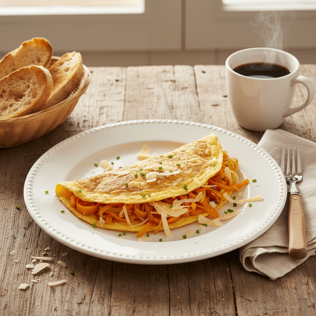 Omelette aux Flocons de Gruyère et Carottes