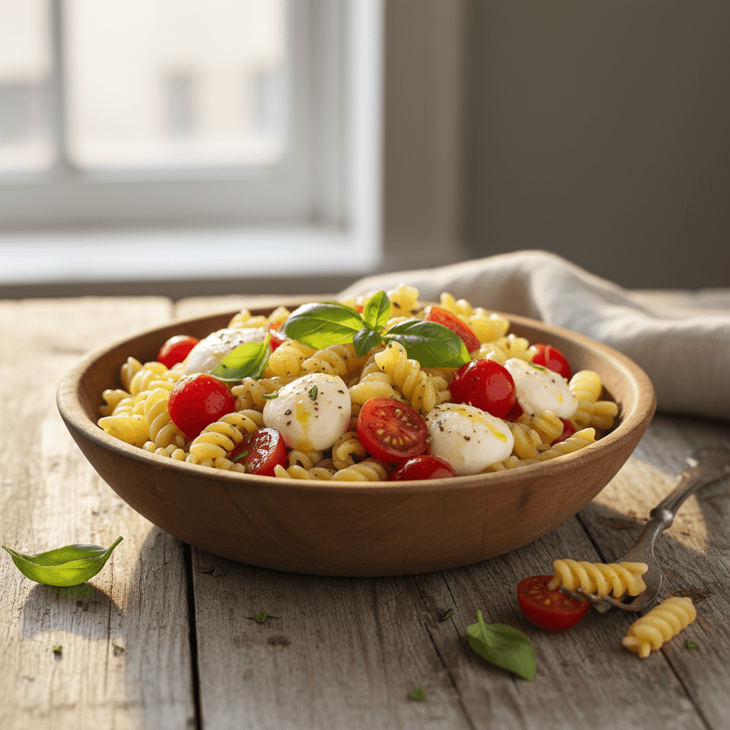 Salade Chaude de Pâtes aux Tomates et Mozzarella