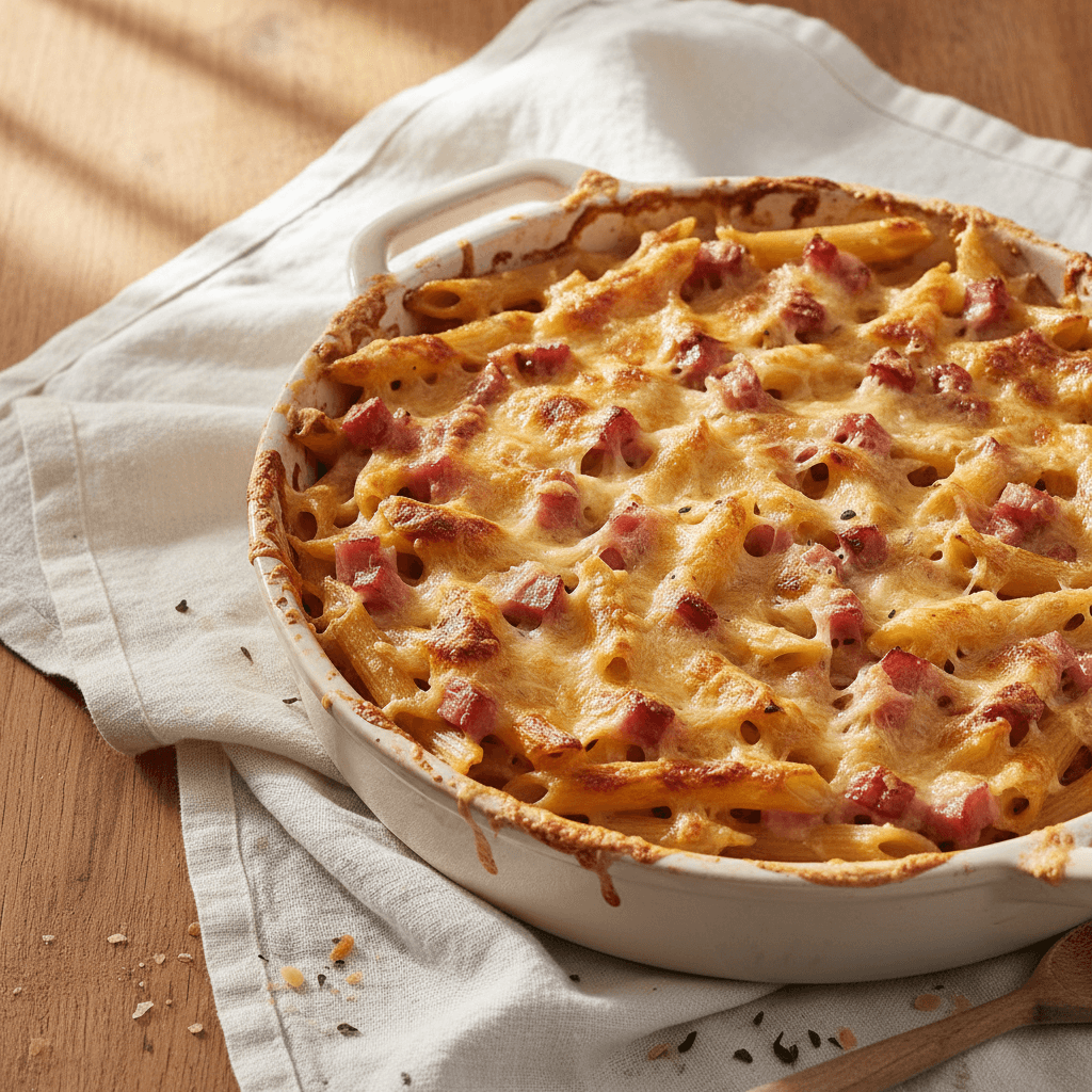 Gratin de Pâtes au Jambon et Gruyère