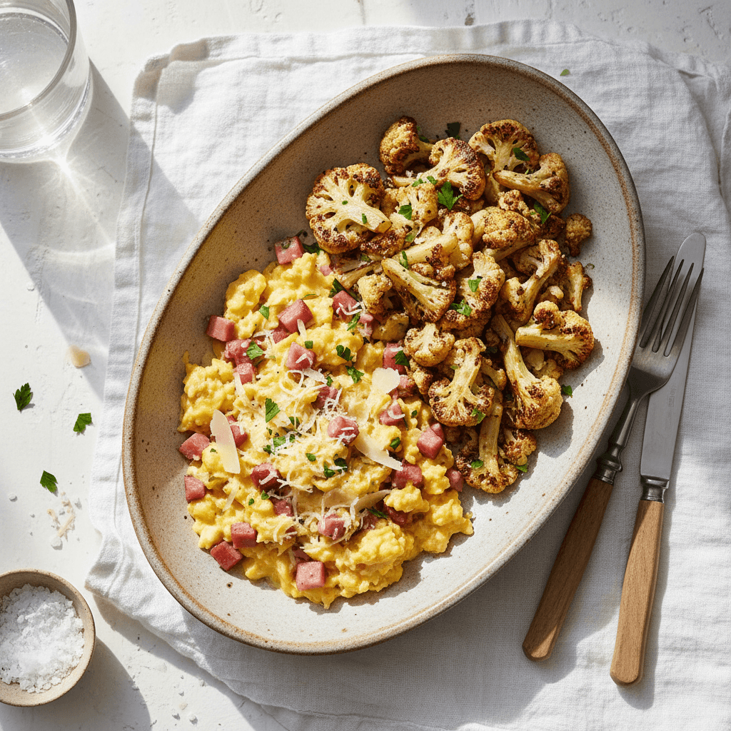 Œufs au Jambon et Chou-fleur Rôti