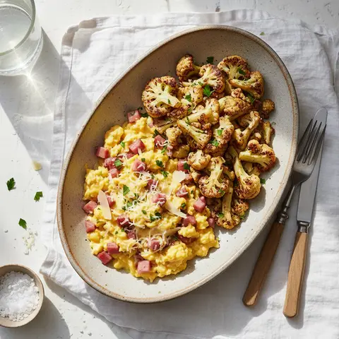 Œufs au Jambon et Chou-fleur Rôti