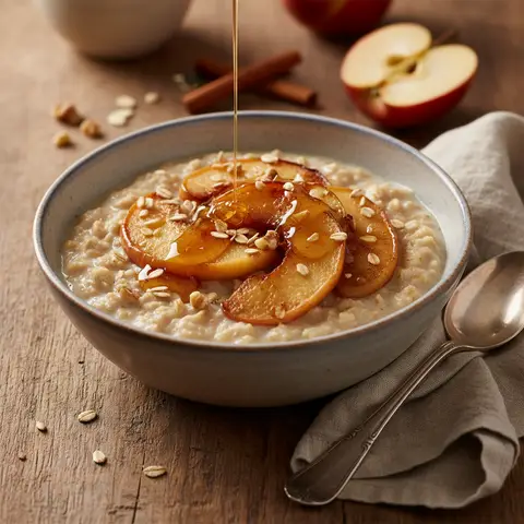 Porridge sucré aux pommes et flocons d'avoine