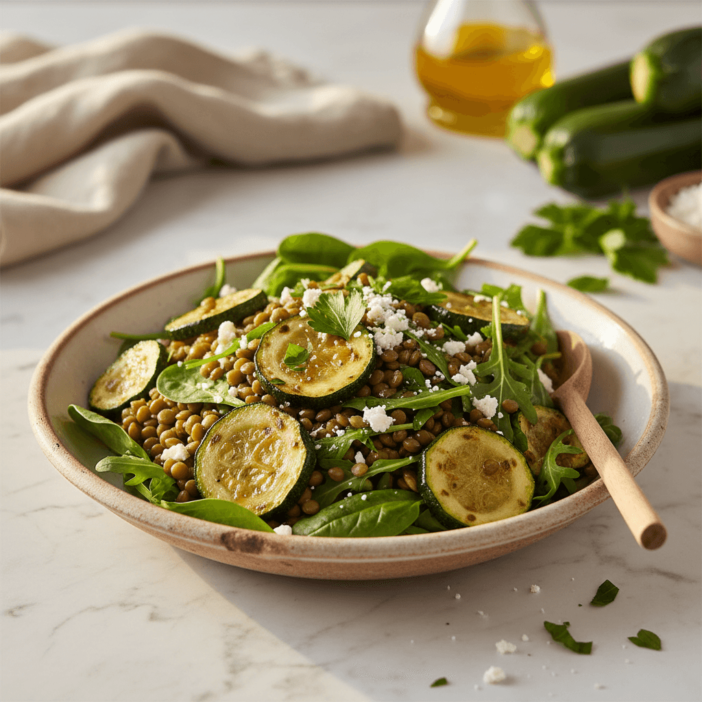 Salade Chaude de Lentilles et Courgettes