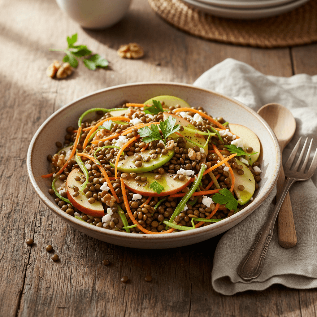 Salade composée lentilles et pommes