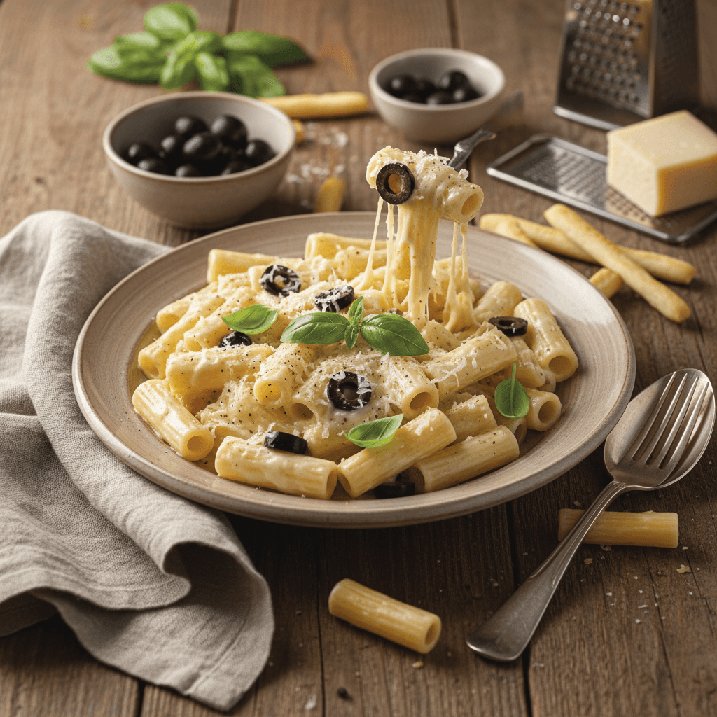 Pasta mit Sahne und Oliven