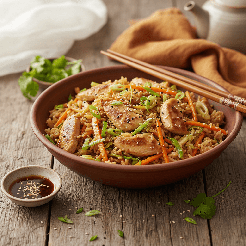 Gebratener Reis mit Huhn und Gemüse