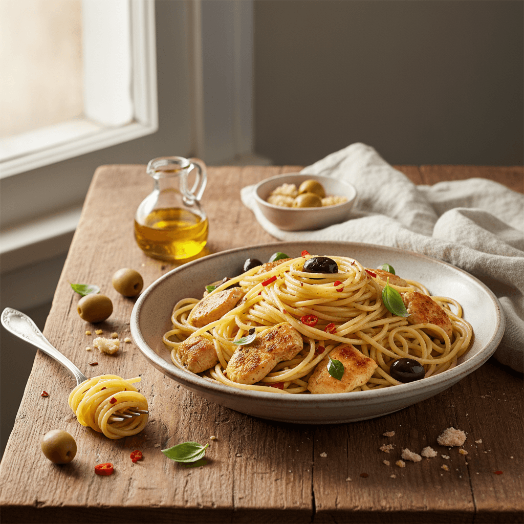 Pasta with Chicken and Olives