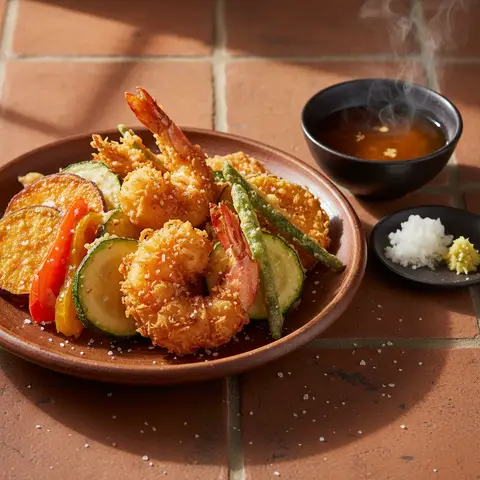 Tempura de Crevettes et Légumes