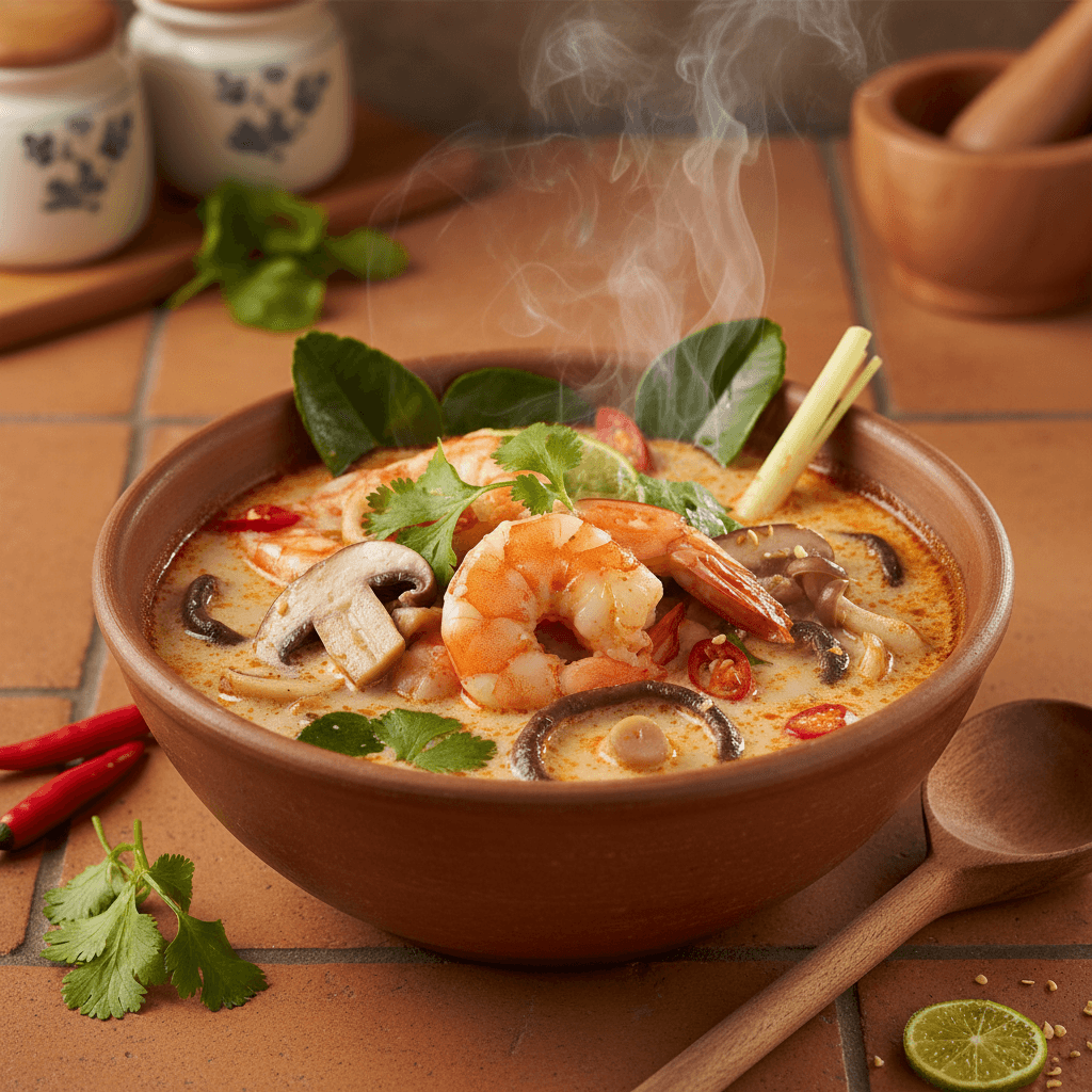 Tom Yum aux crevettes et champignons