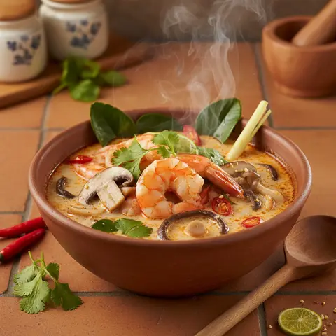 Tom Yum aux crevettes et champignons
