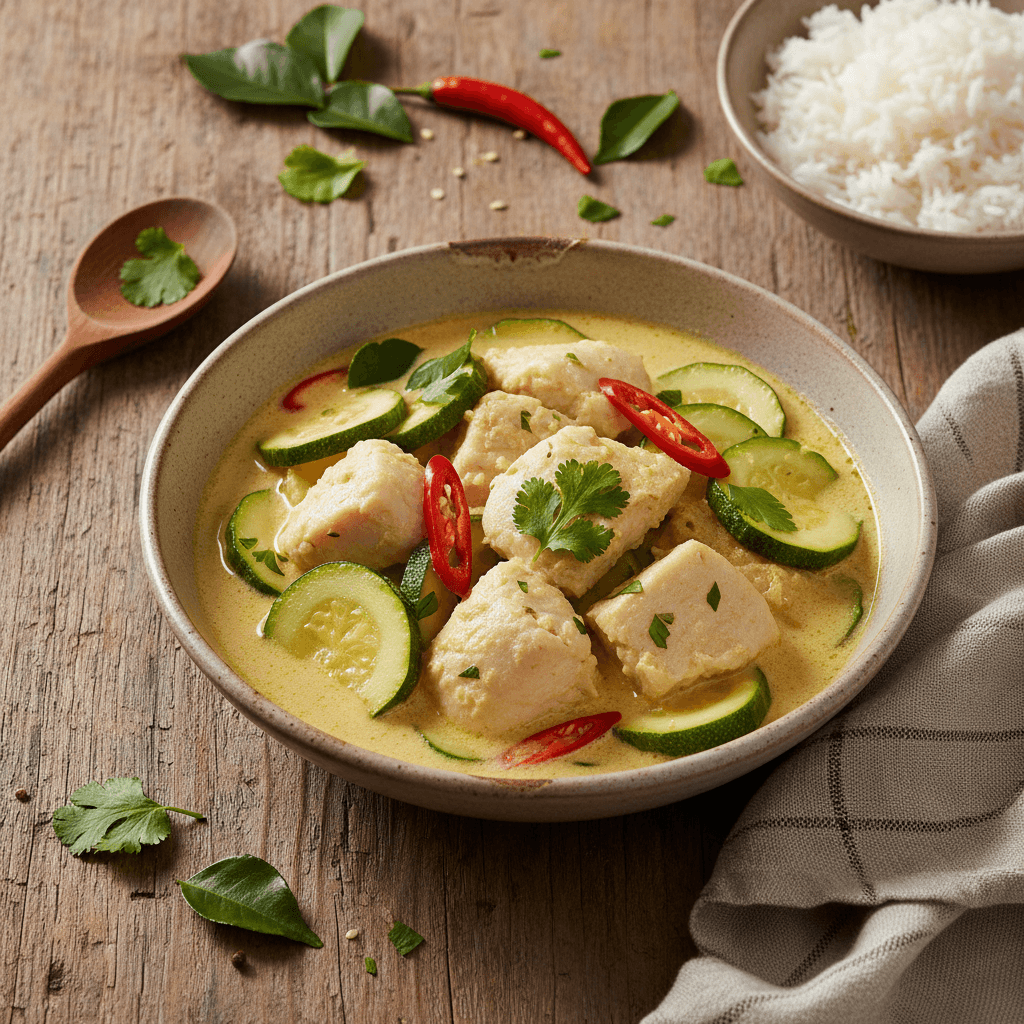 Curry de poisson thaï aux courgettes