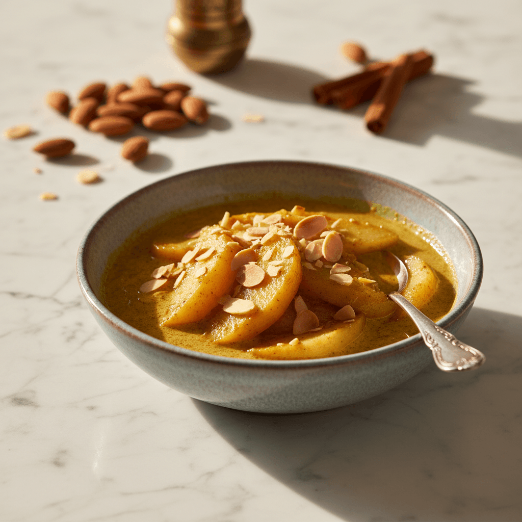 Curry de poires et pommes aux amandes