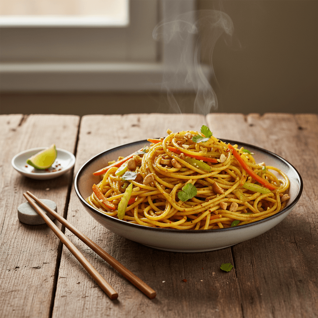Spaghettis Curry avec Légumes