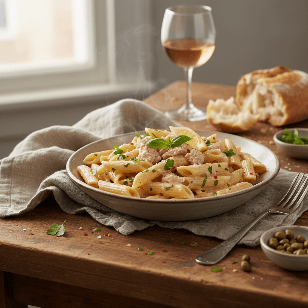 Penne with Cream and Tuna