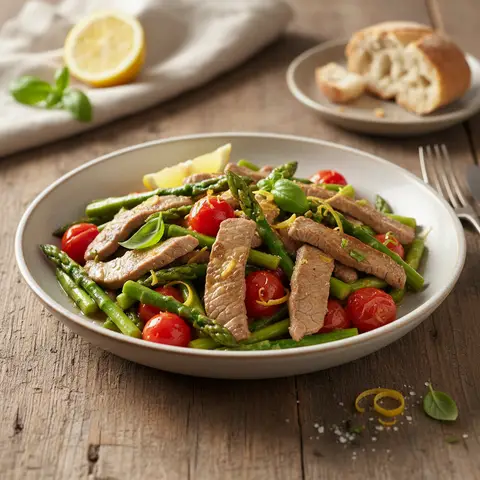 Wok de veau aux asperges et citron