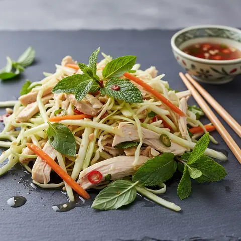 Salade vietnamienne au poulet et herbes fraîches