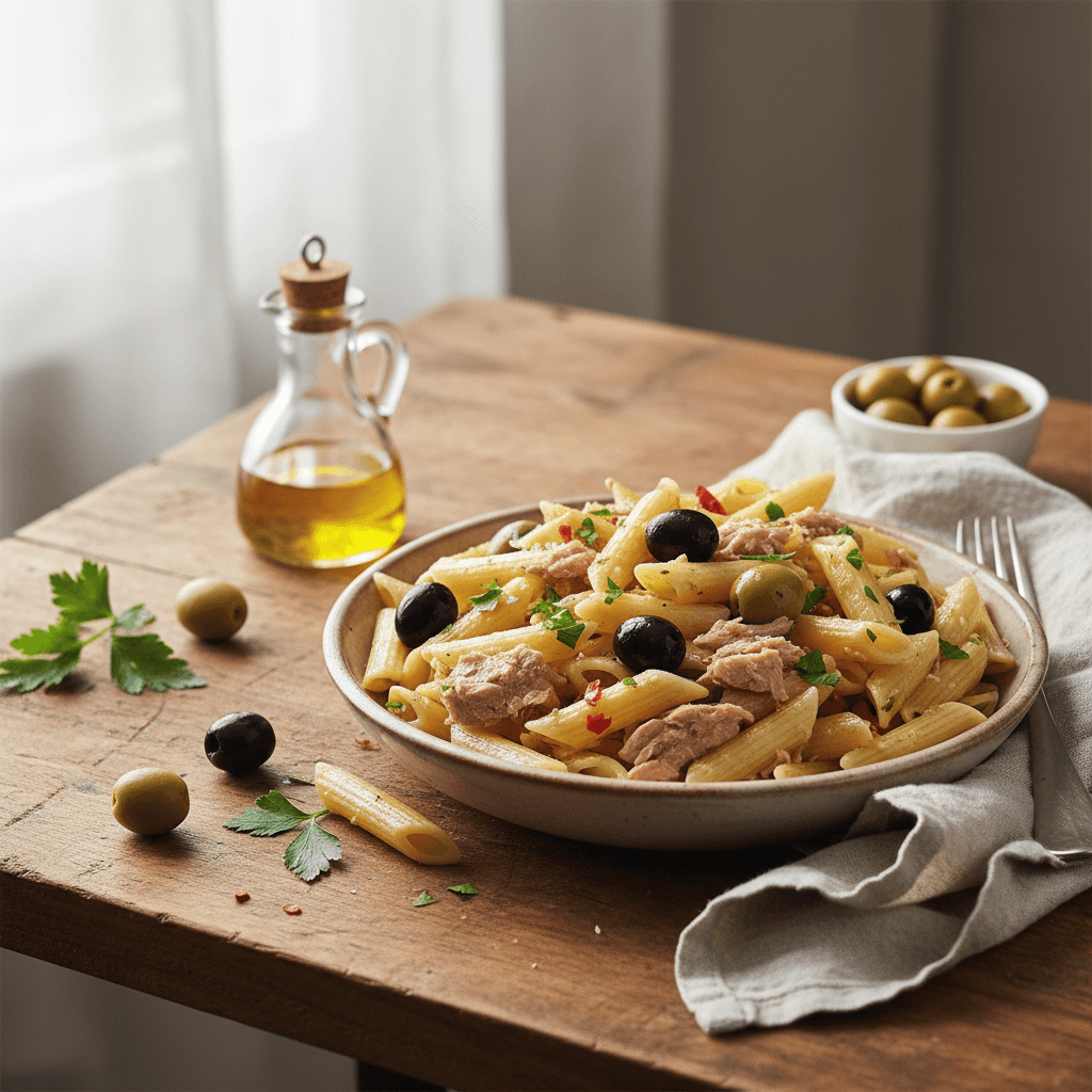 Pâtes au thon et olives