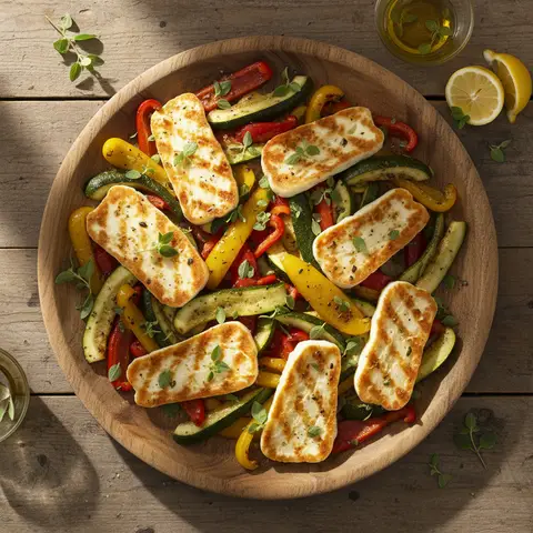 Halloumi grillé et courgettes à la méditerranéenne