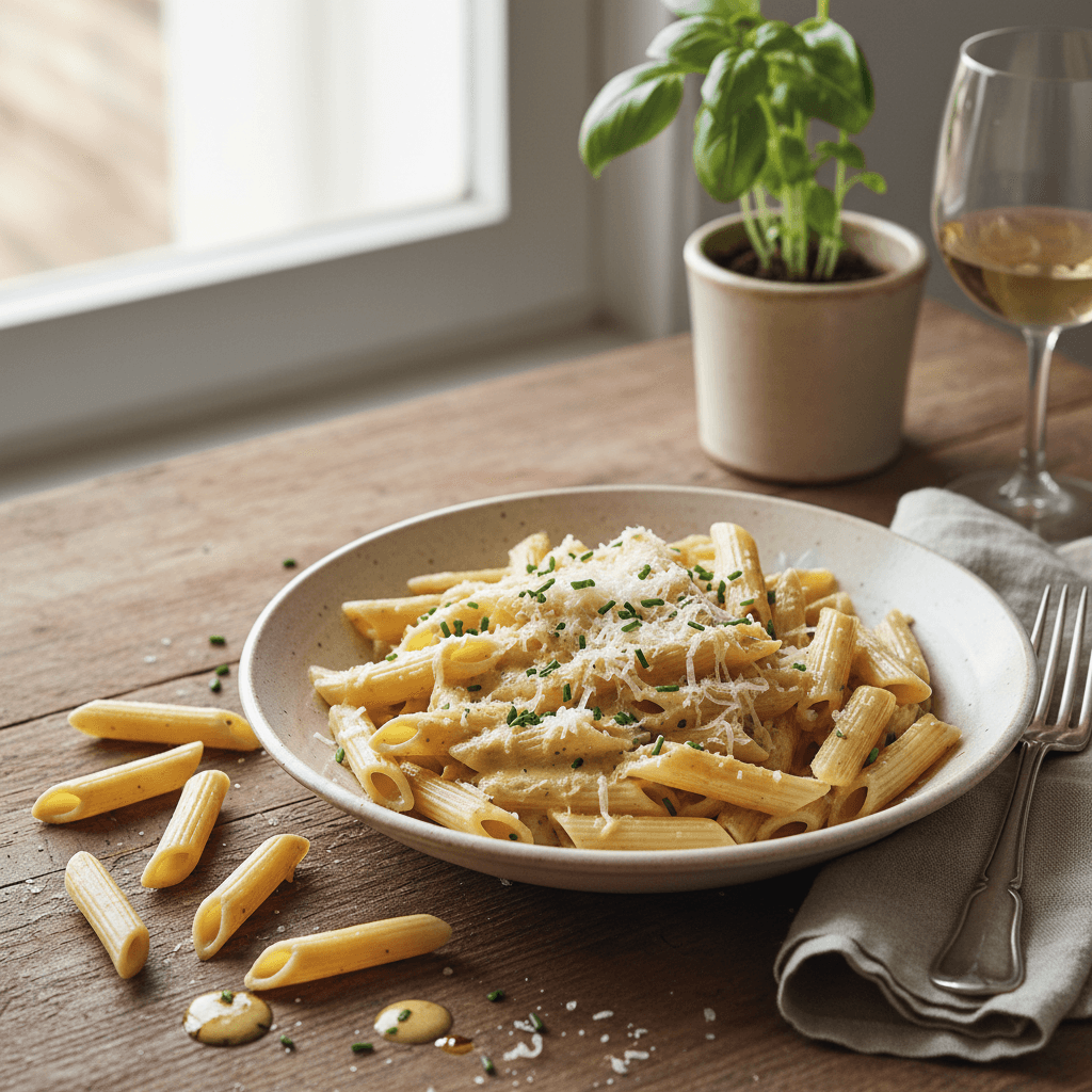 Penne with Cream and Gruyère