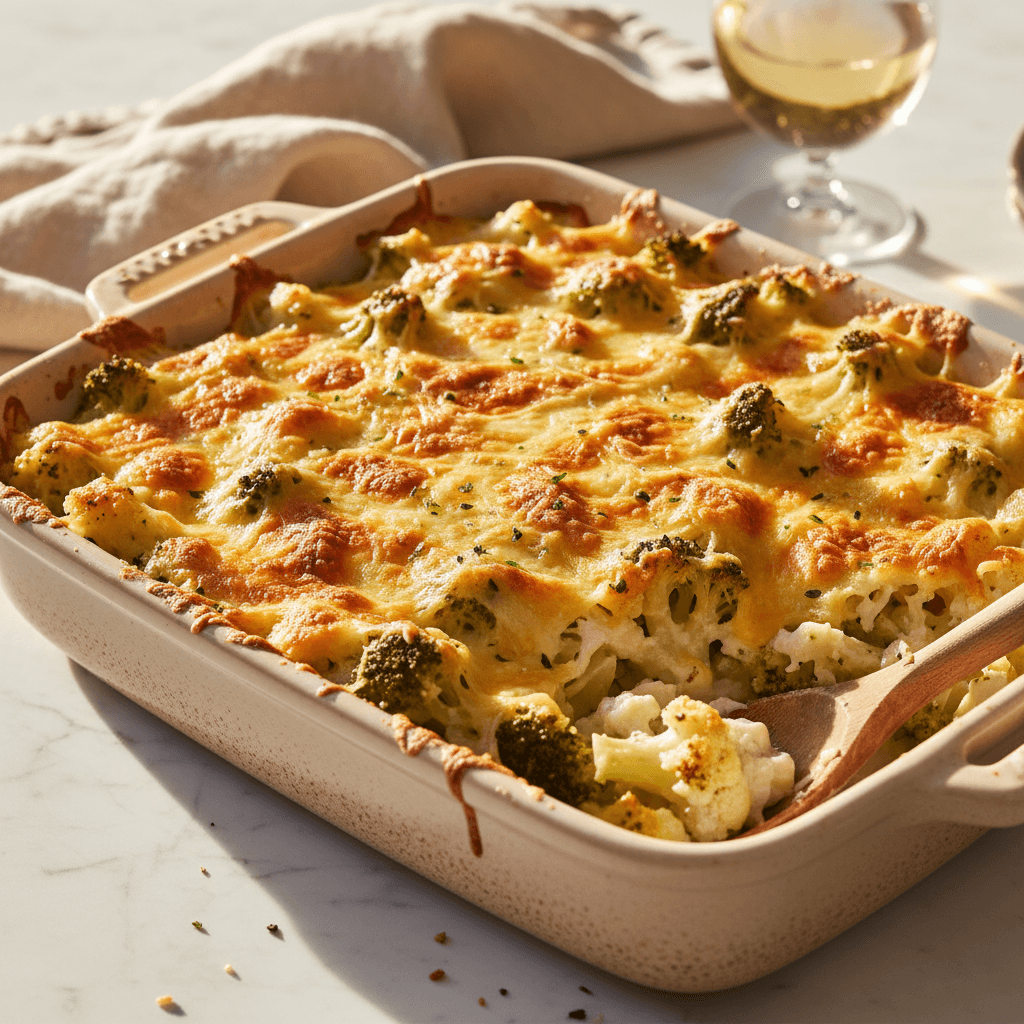 Gratin de Brocoli et Chou-fleur au Gruyère