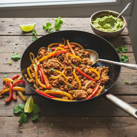 Fajitas de dinde au wok sans tortilla