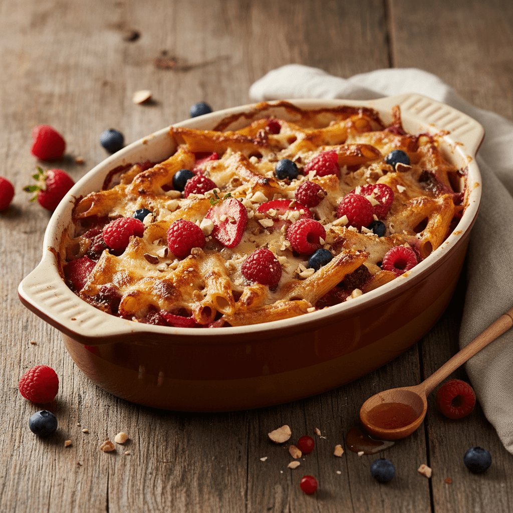 Pasta Gratin with Red Berries and Honey