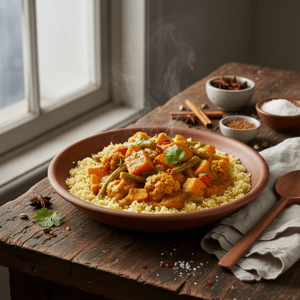 Vegetable Curry with Semolina