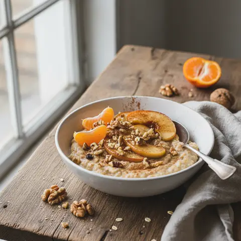 Porridge aux Pommes, Clémentines et Noix