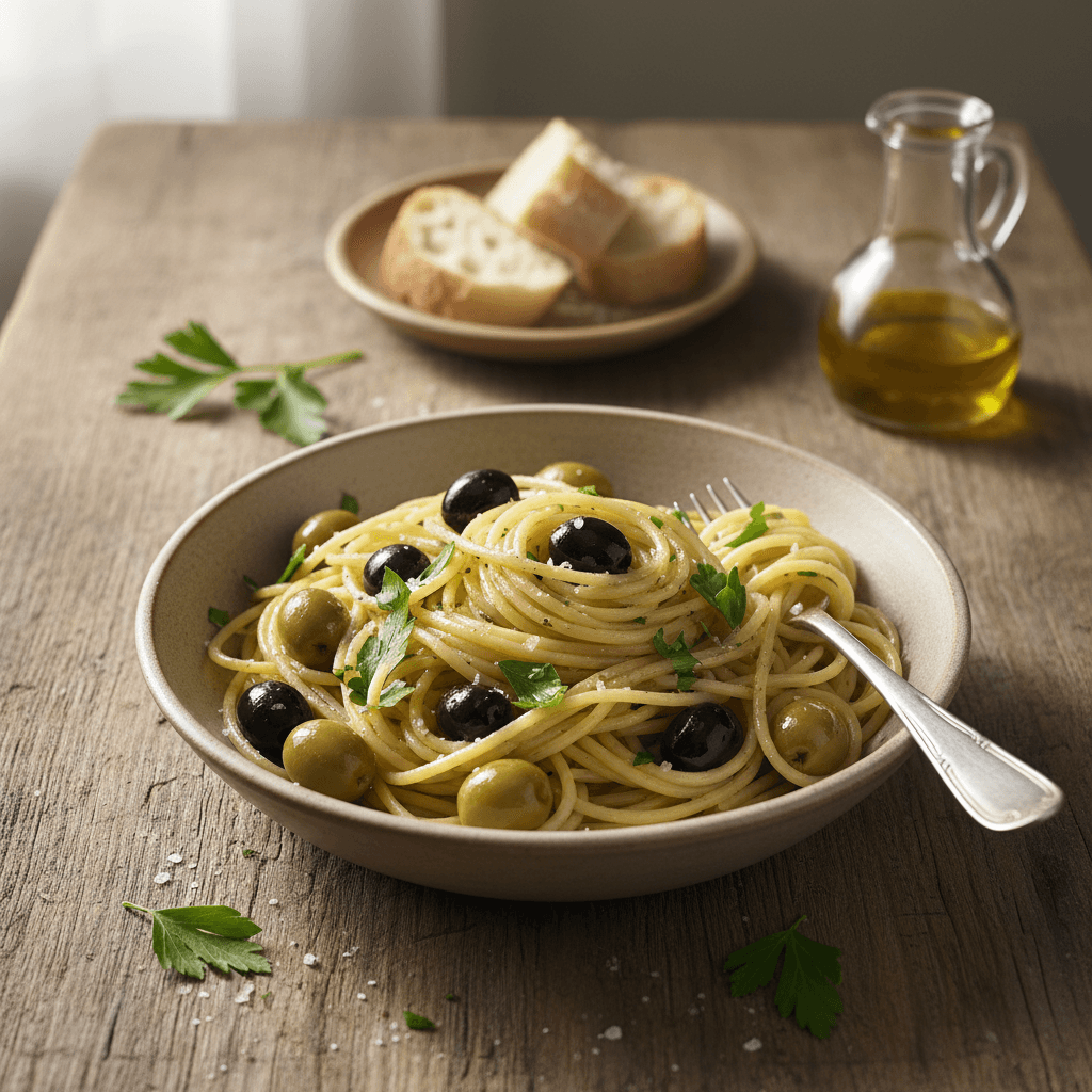 Pasta with Olives and Olive Oil