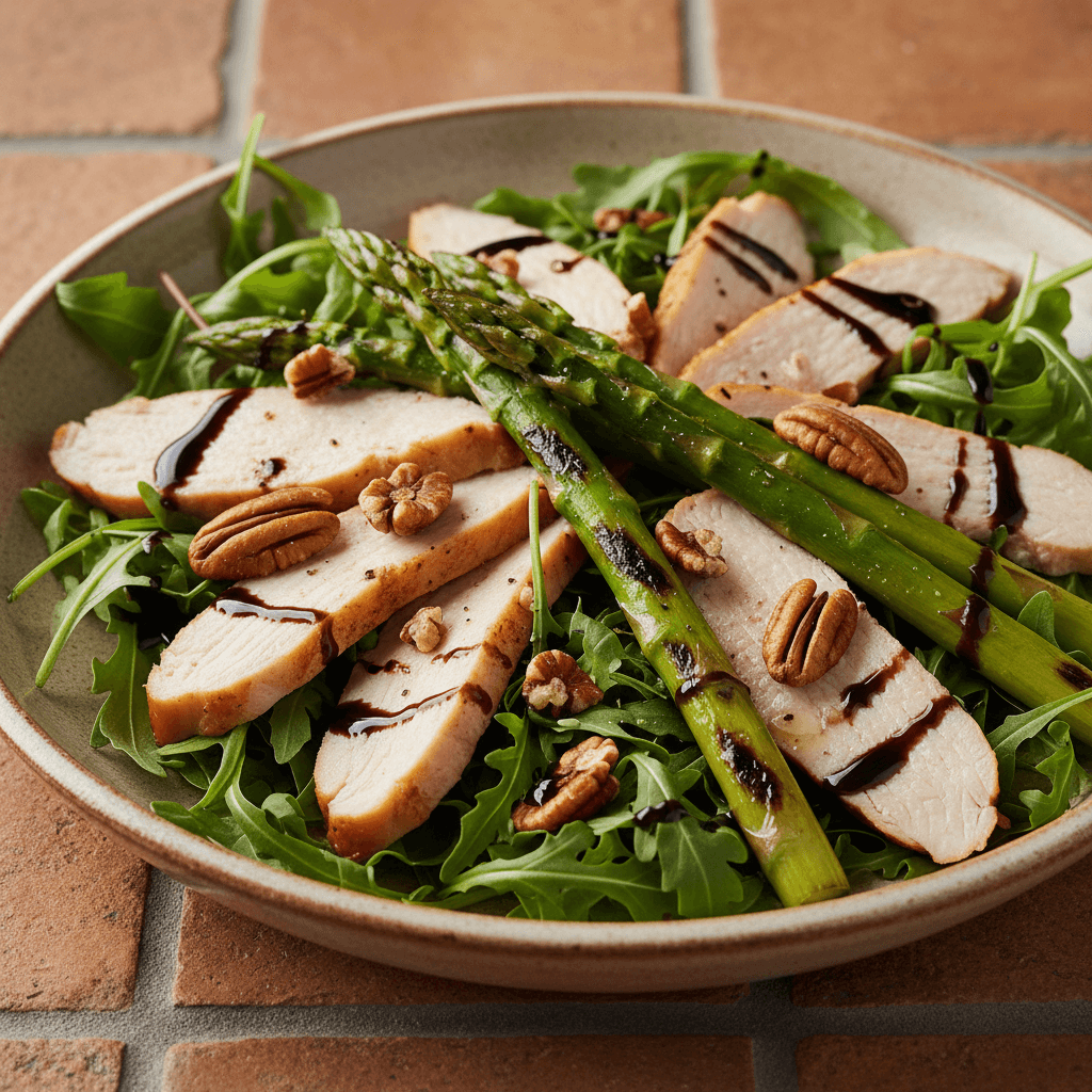 Salade de dinde fumée aux asperges et noix de pécan