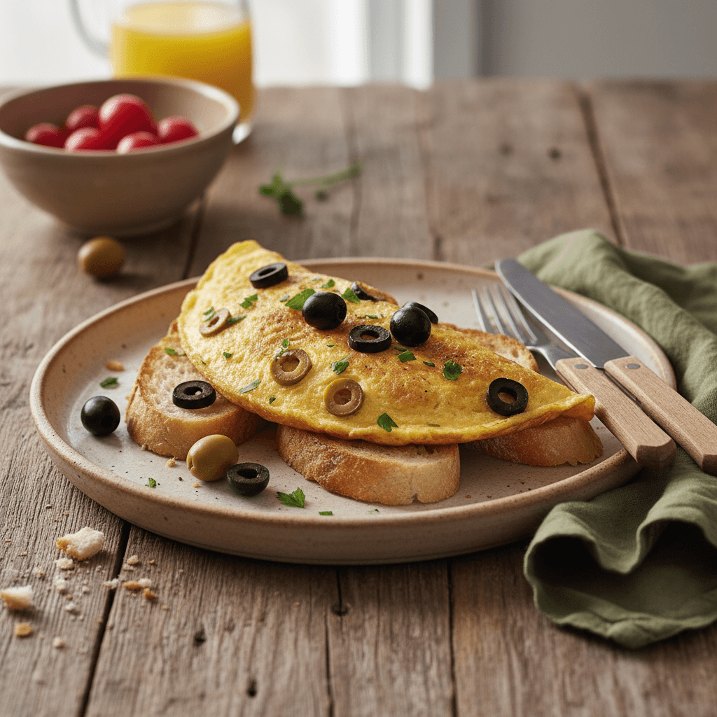 Omelette nature aux olives