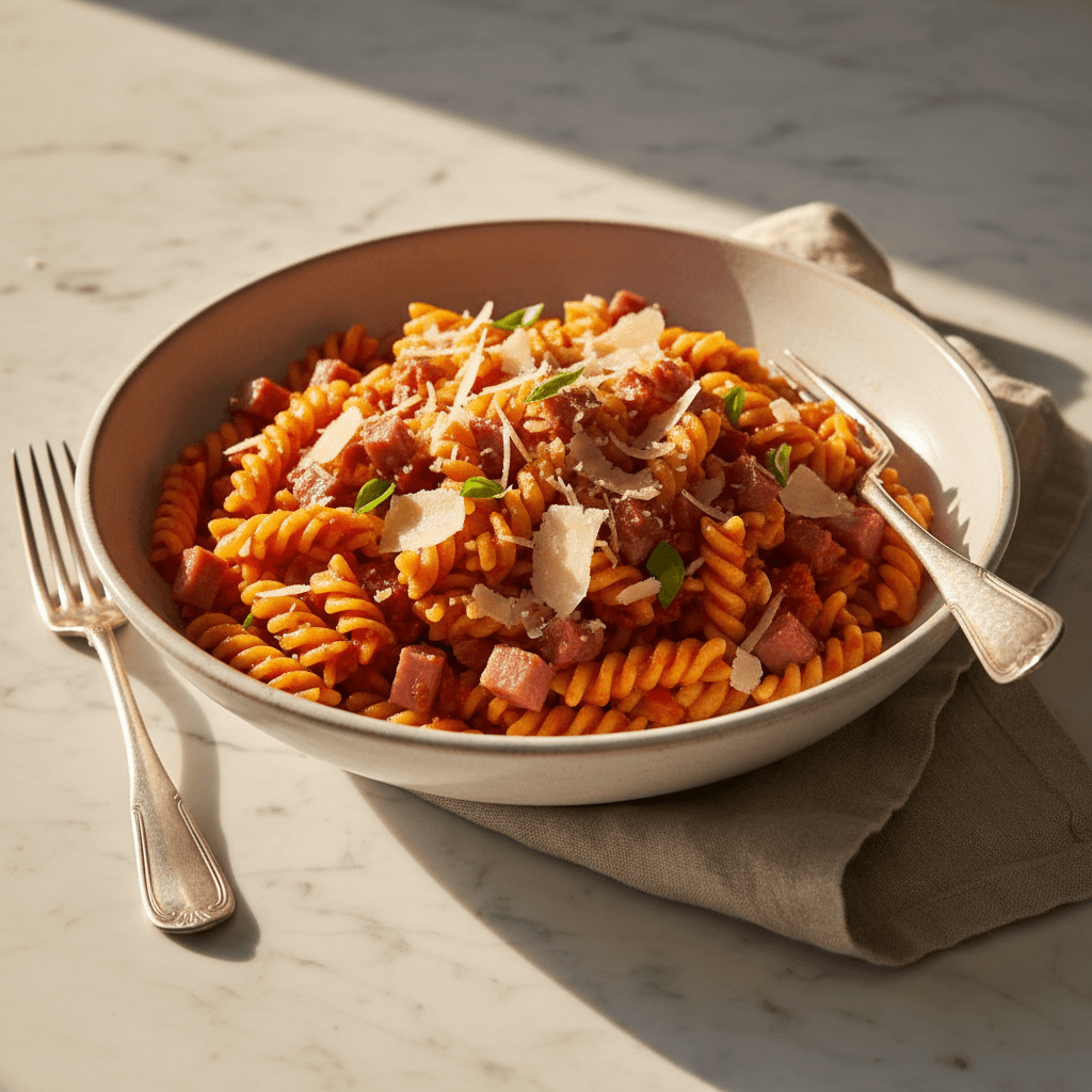 Pâtes à la Sauce Tomate Jambon-Parmesan