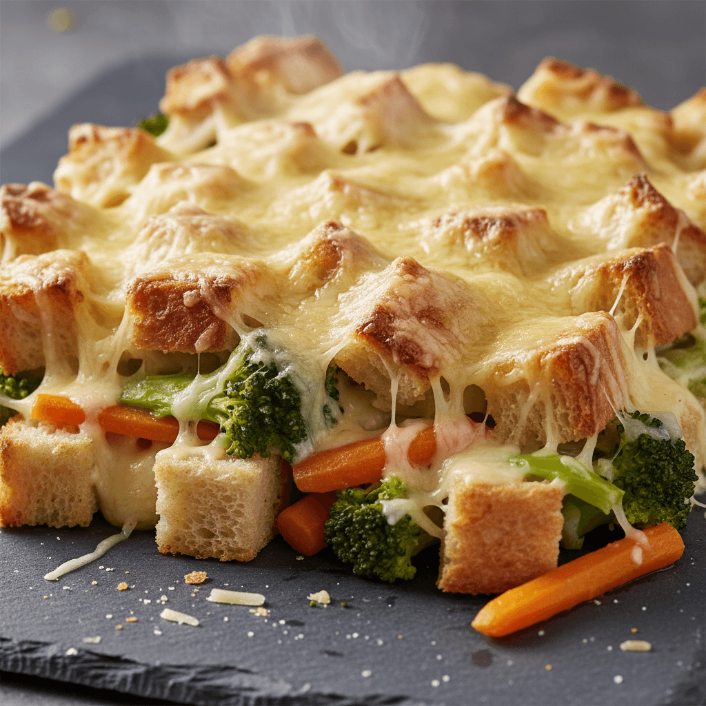 Gratin de Pain et Gruyère aux Légumes