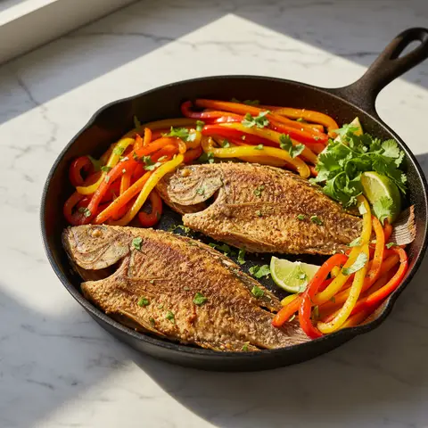 Poêlée de tilapia aux poivrons et coriandre