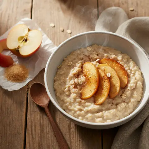 Porridge aux flocons d'avoine et pommes caramélisées