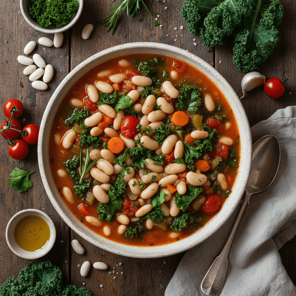 Minestrone aux haricots blancs et kale