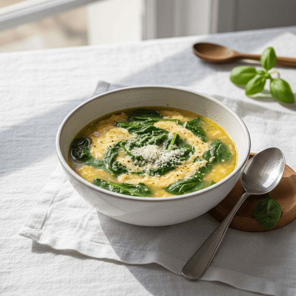 Stracciatella alla romana aux épinards