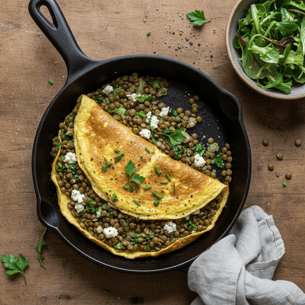 Omelette aux lentilles vertes