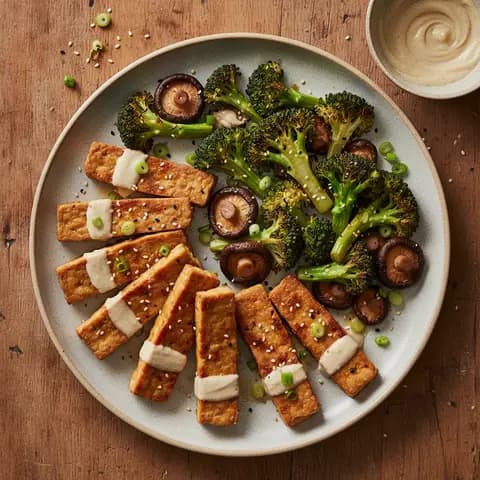Tempeh grillé au miso et brocolis rôtis