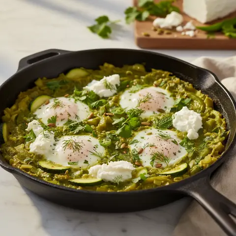 Shakshuka verte au fromage de chèvre