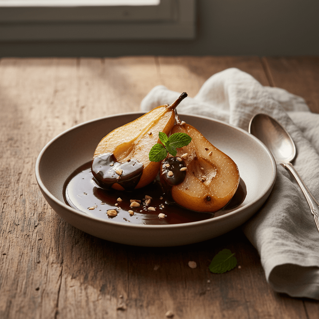 Chocolate Sauce with Melting Pears