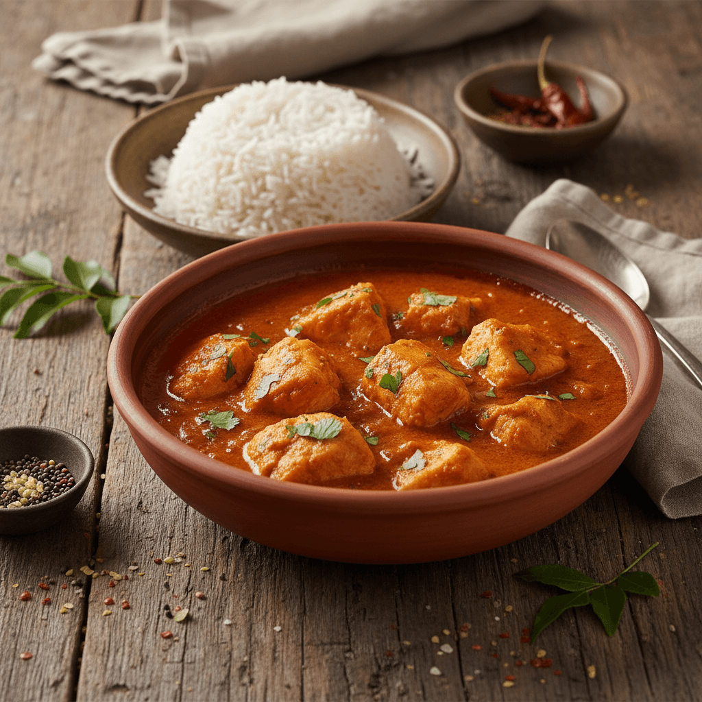 Fish Curry with Tomatoes and Rice