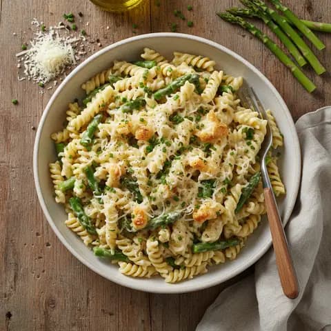 Pâtes Crémées aux Asperges et Gruyère